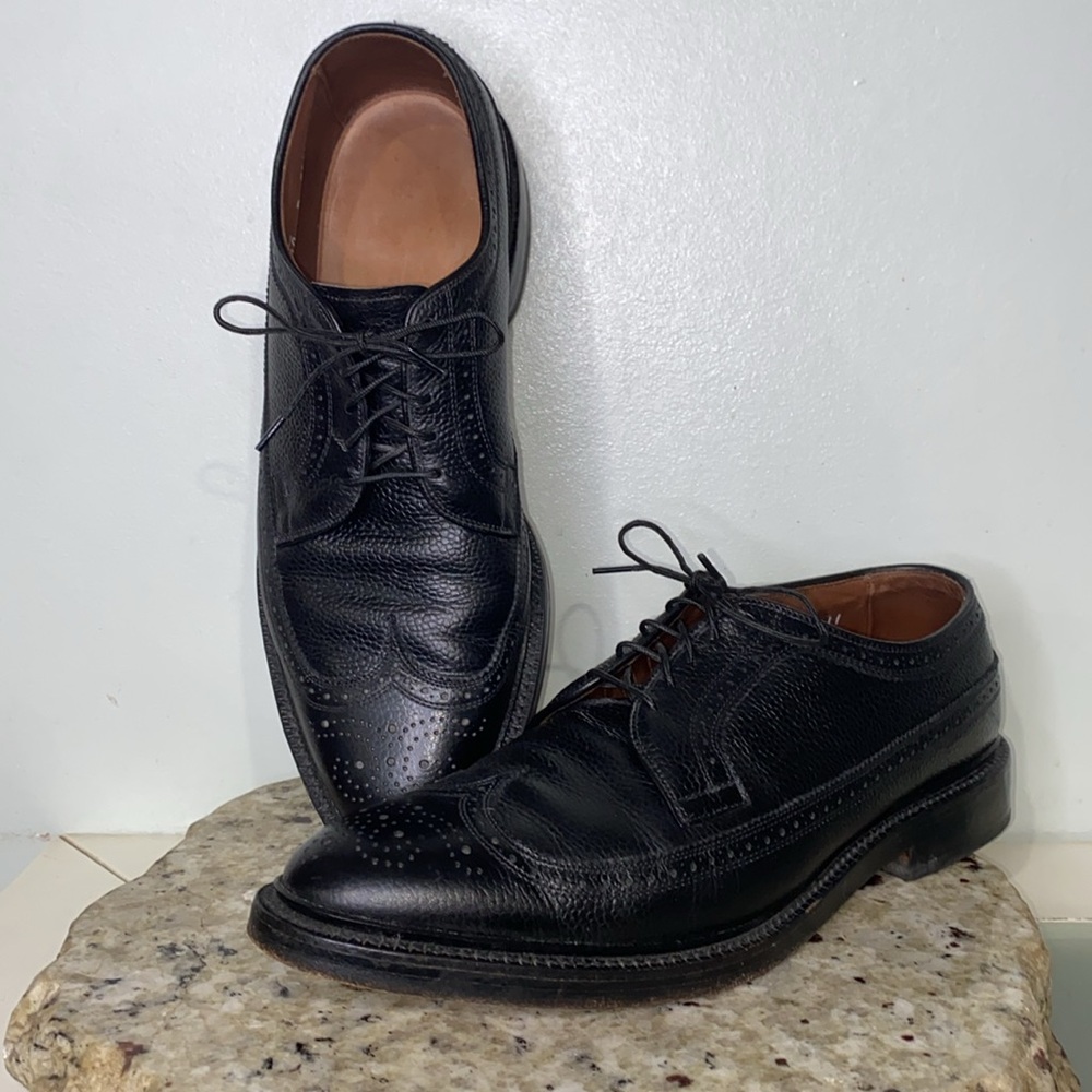 Vintage Allen Edmonds 10 D MacNeil Black Pebble Grain Brogue Wingtip Oxford Shoe